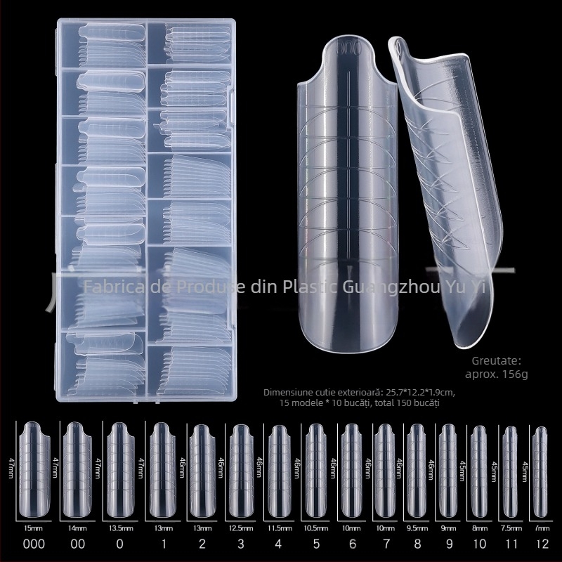 Extensie de unghii cu cristal, 150 de bucăți, fără suport pentru hârtie, extensie rapidă pentru fototerapie, alungirea și lărgirea unghiilor false