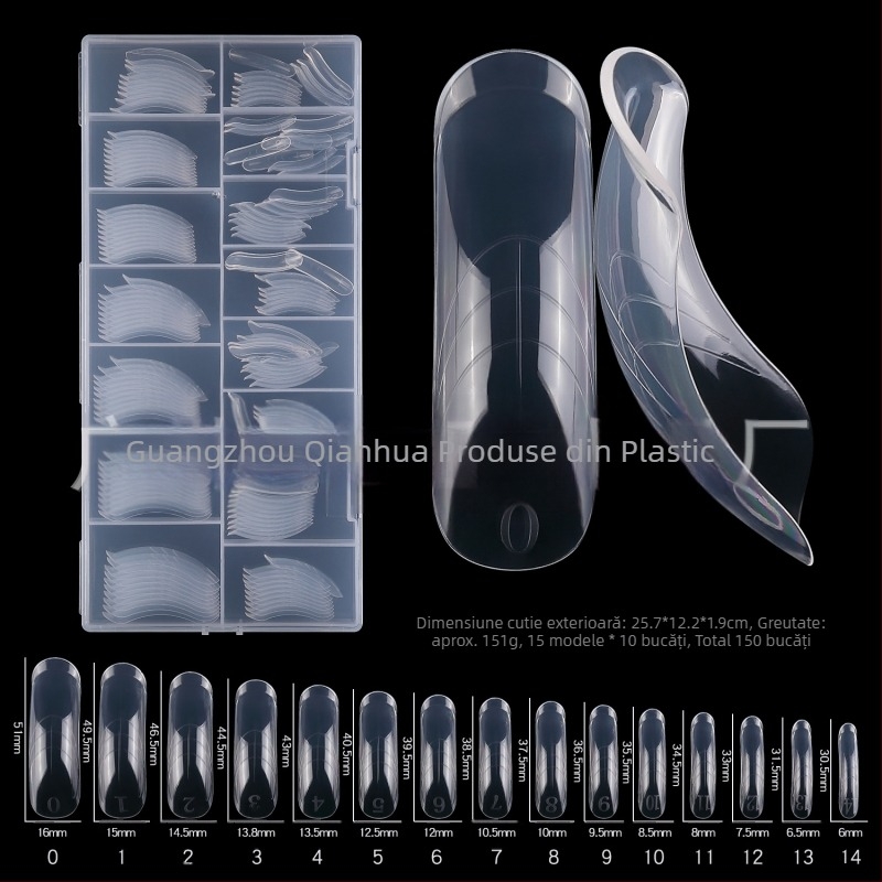 Extensie de unghii cu cristal, 150 de bucăți, fără suport pentru hârtie, extensie rapidă pentru fototerapie, alungirea și lărgirea unghiilor false