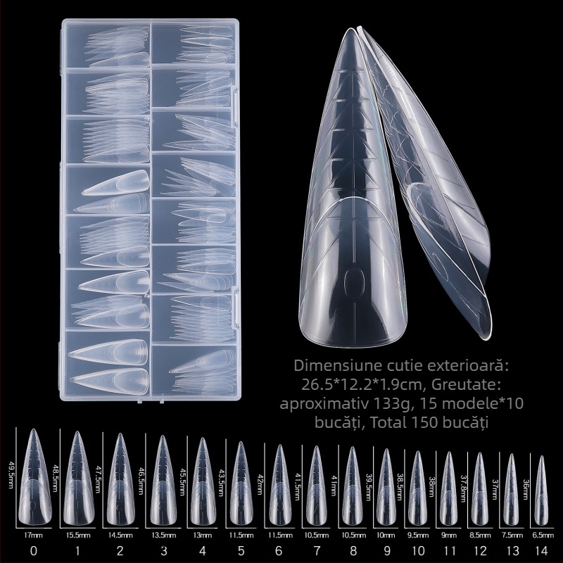 Extensie de unghii cu cristal, 150 de bucăți, fără suport pentru hârtie, extensie rapidă pentru fototerapie, alungirea și lărgirea unghiilor false
