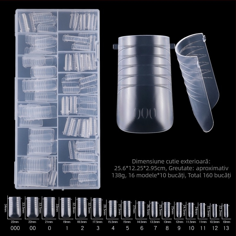 Extensie de unghii cu cristal, 150 de bucăți, fără suport pentru hârtie, extensie rapidă pentru fototerapie, alungirea și lărgirea unghiilor false