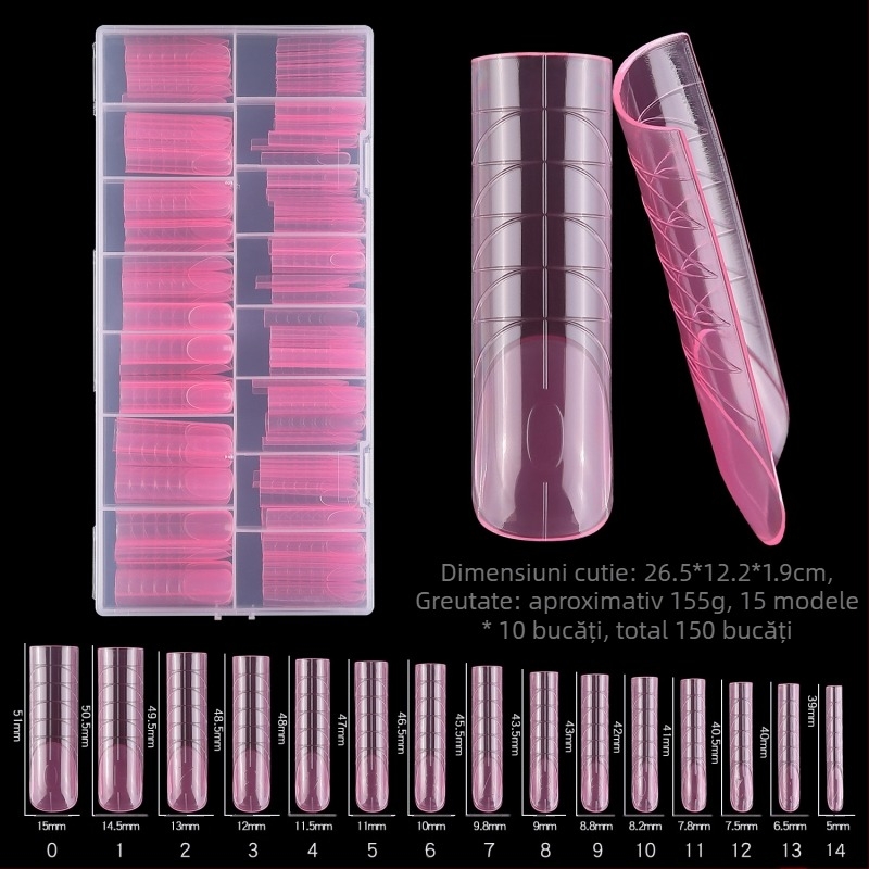 Extensie de unghii cu cristal, 150 de bucăți, fără suport pentru hârtie, extensie rapidă pentru fototerapie, alungirea și lărgirea unghiilor false