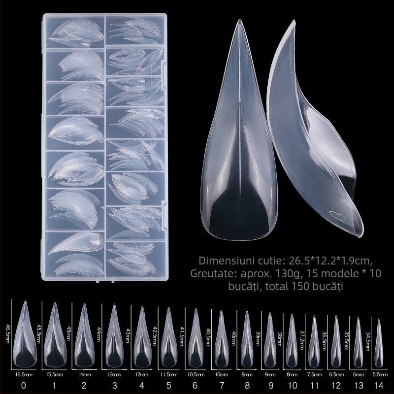 Extensie de unghii cu cristal, 150 de bucăți, fără suport pentru hârtie, extensie rapidă pentru fototerapie, alungirea și lărgirea unghiilor false
