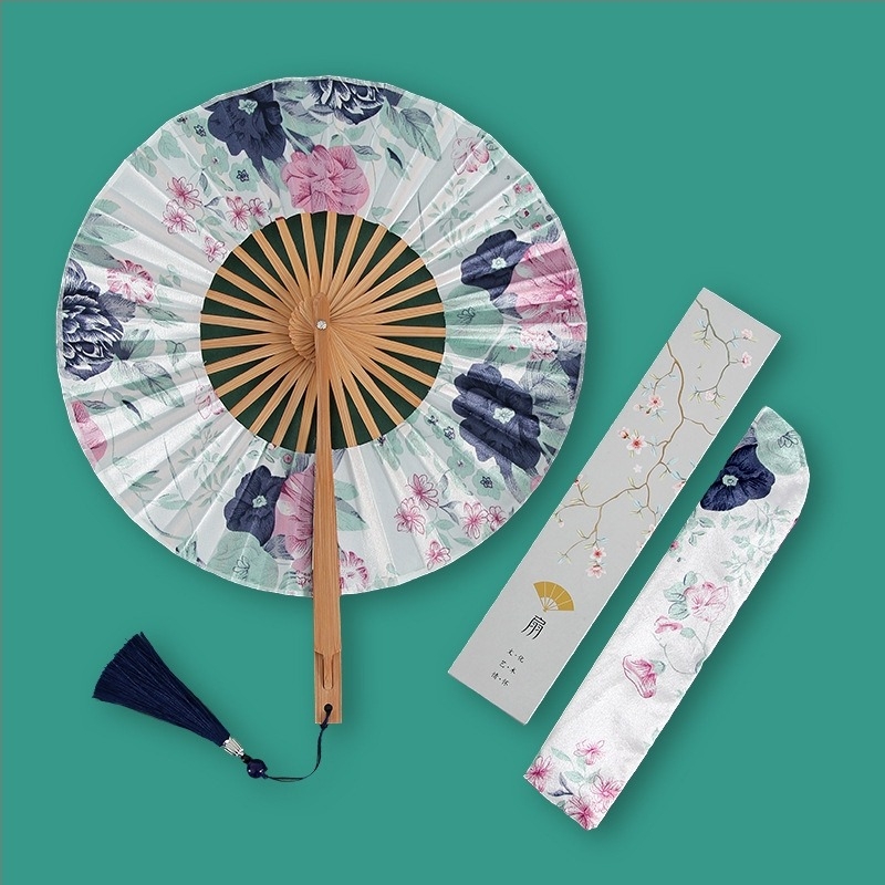 Evantai rotund mic antic, pliabil, pentru doamne, evantai de moară de vânt, stil chinezesc, retro, mic, evantai pliabil pentru cadou de vară, en-gros