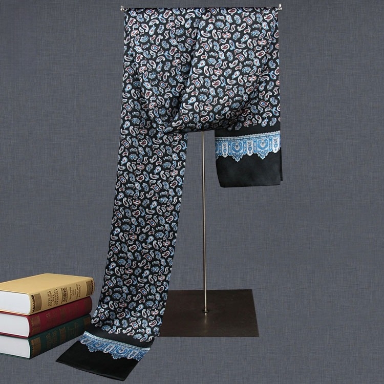 Eșarfă de mătase 100 Mulberry pentru bărbați, eșarfă de mătase cu strat dublu, carouri, stil englezesc, pentru bărbați de vârstă mijlocie și bătrâni, eșarfă de toamnă și de iarnă subțire