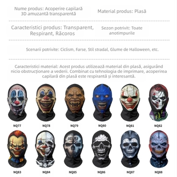 Mască de Halloween transfrontalieră de Crăciun amuzantă de carnaval, mască de clovn malefic care scuipă sânge, mască de pălărie cu nas roșu