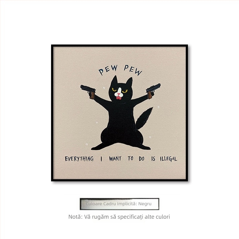 Pictură suspendată în living, desene animate drăguțe, amuzante, animale, pisici, cameră pentru copii, dormitor, mural decorativ de perete