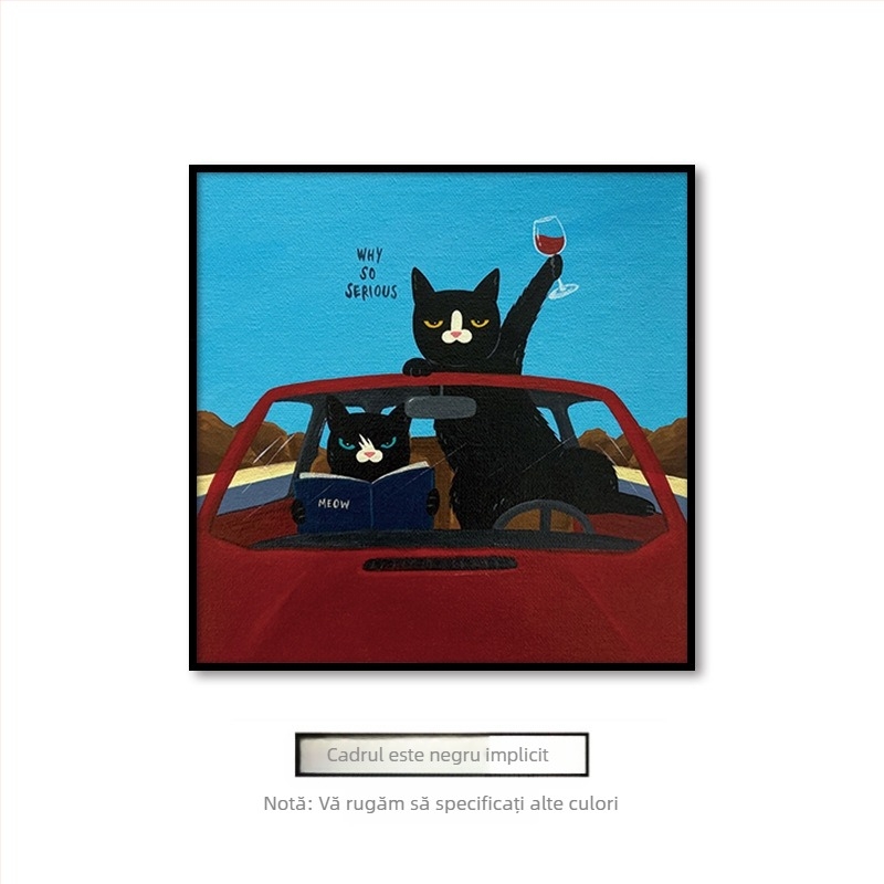 Pictură suspendată în living, desene animate drăguțe, amuzante, animale, pisici, cameră pentru copii, dormitor, mural decorativ de perete