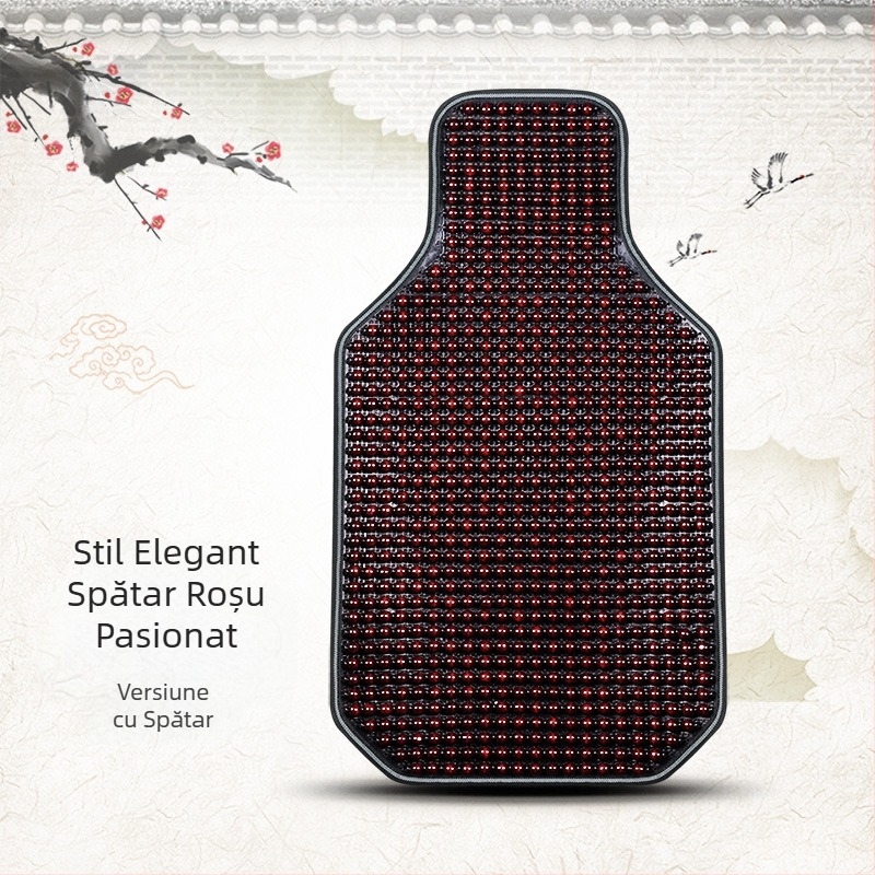 Pernă pentru scaun auto de vară, covoraș nou și cool, dintr-o singură bucată, cu mărgele, set de trei piese, pernă pentru scaun auto din spate, din arțar, cu mărgele