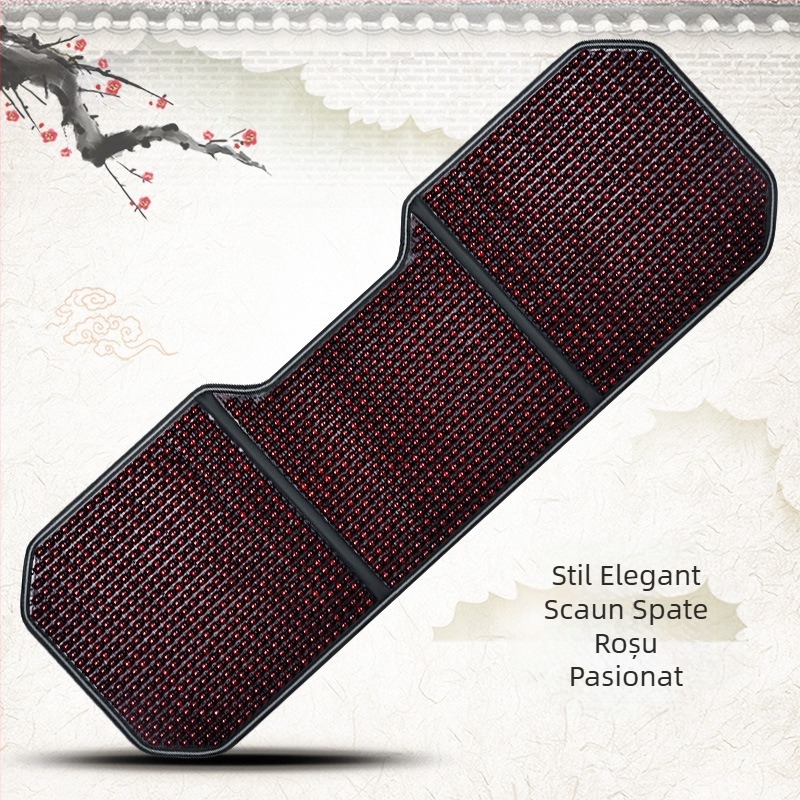 Pernă pentru scaun auto de vară, covoraș nou și cool, dintr-o singură bucată, cu mărgele, set de trei piese, pernă pentru scaun auto din spate, din arțar, cu mărgele