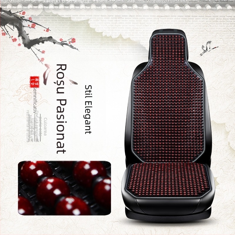 Pernă pentru scaun auto de vară, covoraș nou și cool, dintr-o singură bucată, cu mărgele, set de trei piese, pernă pentru scaun auto din spate, din arțar, cu mărgele