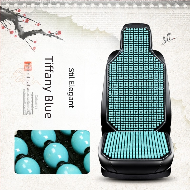 Pernă pentru scaun auto de vară, covoraș nou și cool, dintr-o singură bucată, cu mărgele, set de trei piese, pernă pentru scaun auto din spate, din arțar, cu mărgele