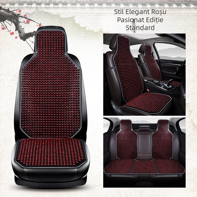 Pernă pentru scaun auto de vară, covoraș nou și cool, dintr-o singură bucată, cu mărgele, set de trei piese, pernă pentru scaun auto din spate, din arțar, cu mărgele