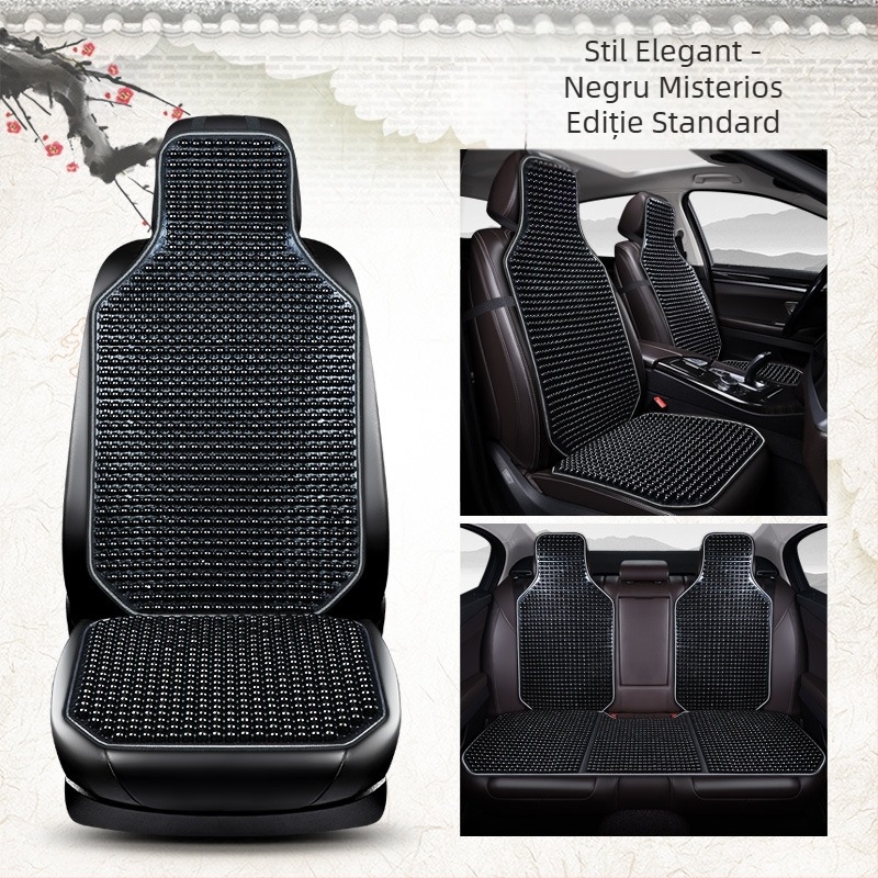 Pernă pentru scaun auto de vară, covoraș nou și cool, dintr-o singură bucată, cu mărgele, set de trei piese, pernă pentru scaun auto din spate, din arțar, cu mărgele