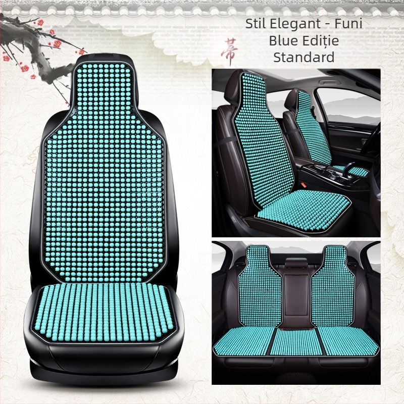 Pernă pentru scaun auto de vară, covoraș nou și cool, dintr-o singură bucată, cu mărgele, set de trei piese, pernă pentru scaun auto din spate, din arțar, cu mărgele