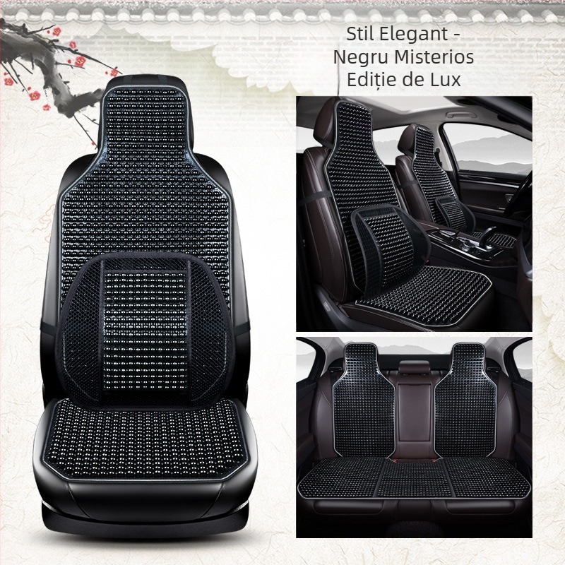 Pernă pentru scaun auto de vară, covoraș nou și cool, dintr-o singură bucată, cu mărgele, set de trei piese, pernă pentru scaun auto din spate, din arțar, cu mărgele