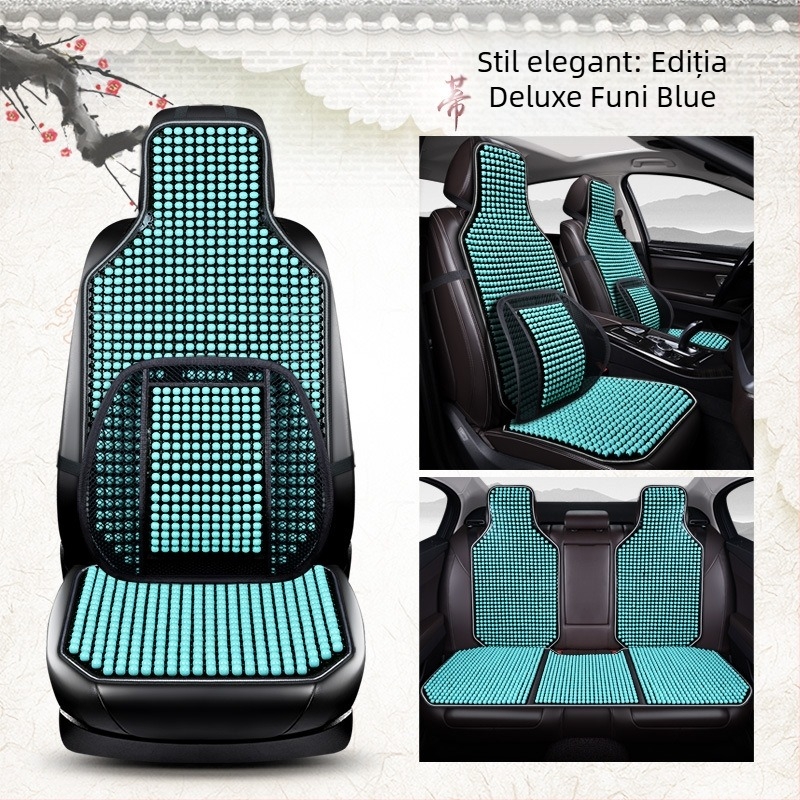 Pernă pentru scaun auto de vară, covoraș nou și cool, dintr-o singură bucată, cu mărgele, set de trei piese, pernă pentru scaun auto din spate, din arțar, cu mărgele