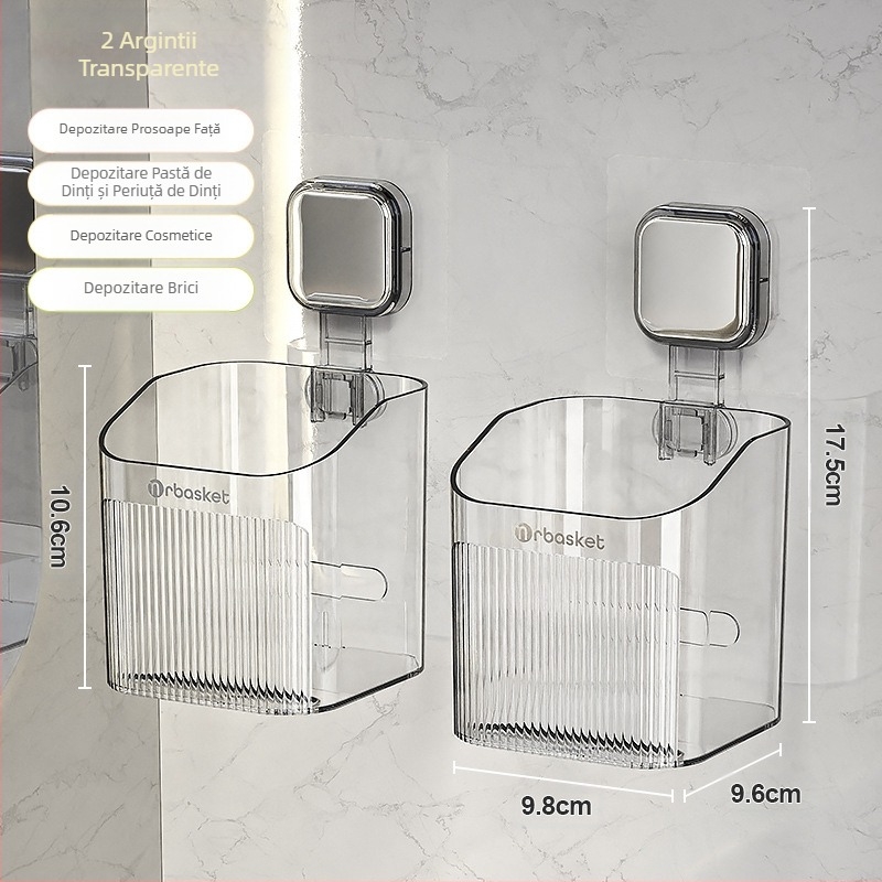 Periuță de dinți pentru toaletă, pastă de dinți, pieptene, suport pentru baie, fără găuri, montat pe perete, suport pentru lavoar, aparat de ras, depozitat