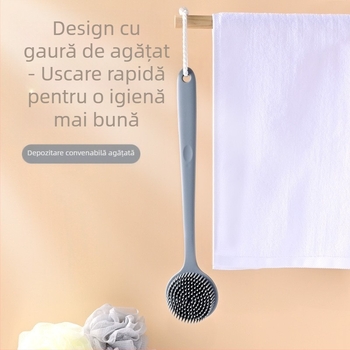 Perie de baie cu mâner lung din silicon transfrontalier, curățare și masaj, perie de baie leneșă, artefact pentru spate, perie de baie cu două fețe, en-gros