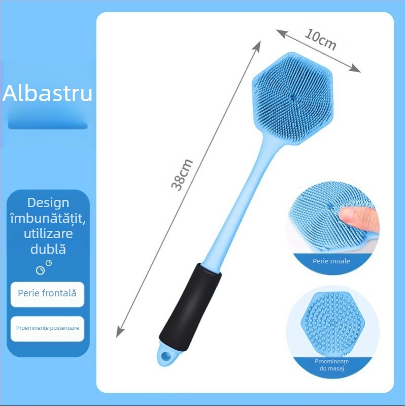 Perie de baie cu mâner lung din silicon transfrontalier, curățare și masaj, perie de baie leneșă, artefact pentru spate, perie de baie cu două fețe, en-gros