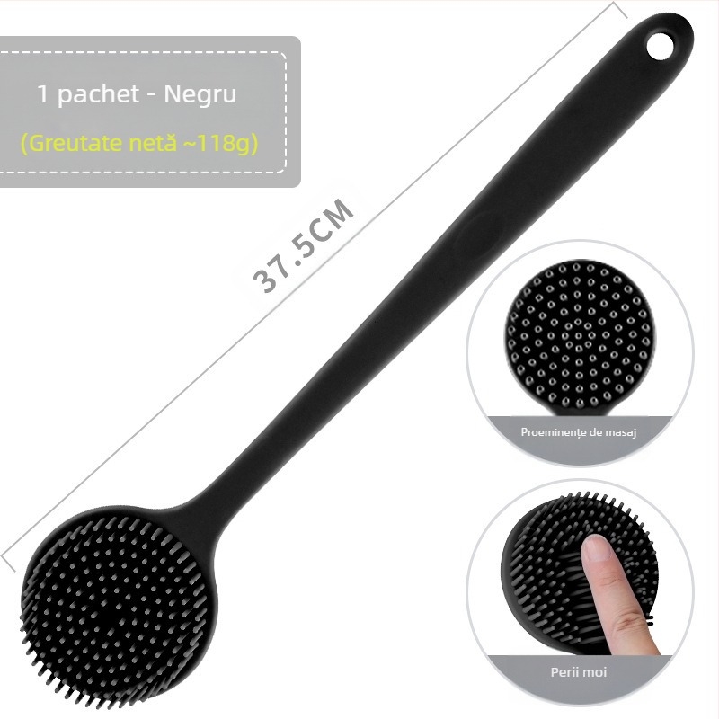 Perie de baie cu mâner lung din silicon transfrontalier, curățare și masaj, perie de baie leneșă, artefact pentru spate, perie de baie cu două fețe, en-gros