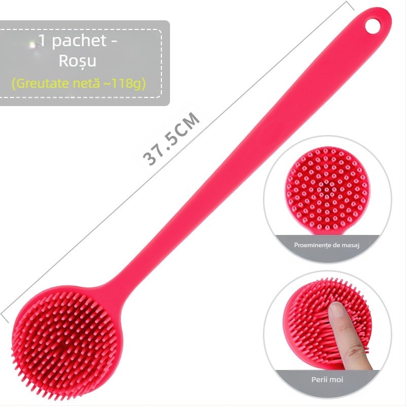 Perie de baie cu mâner lung din silicon transfrontalier, curățare și masaj, perie de baie leneșă, artefact pentru spate, perie de baie cu două fețe, en-gros