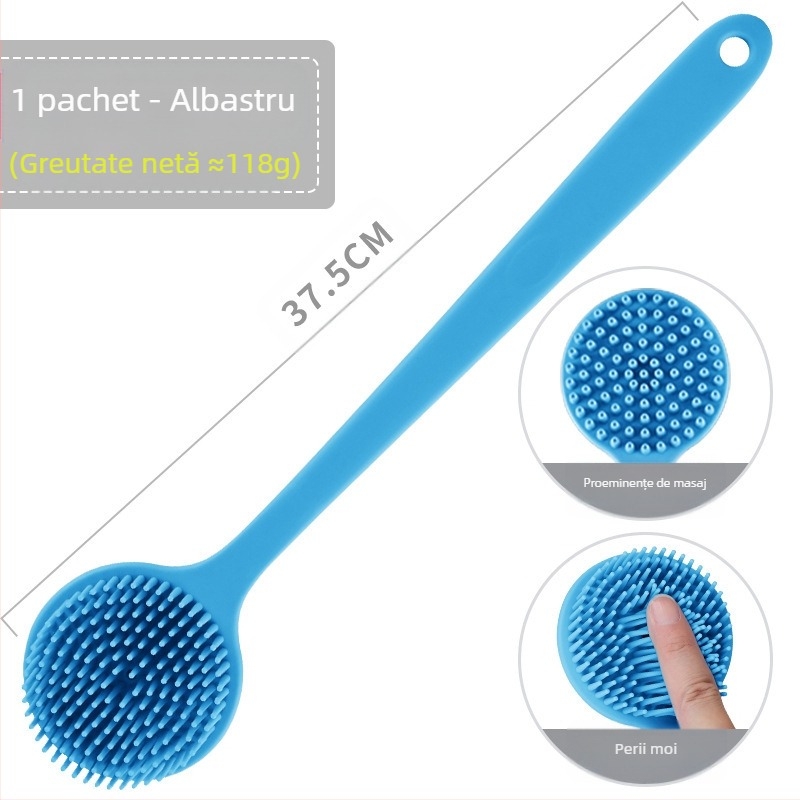 Perie de baie cu mâner lung din silicon transfrontalier, curățare și masaj, perie de baie leneșă, artefact pentru spate, perie de baie cu două fețe, en-gros