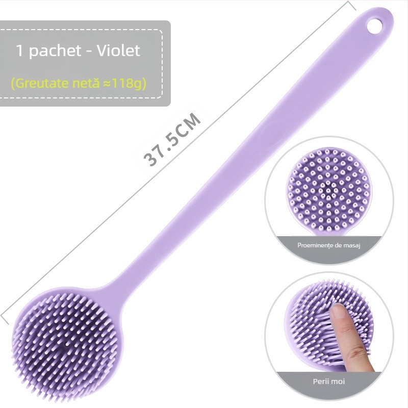Perie de baie cu mâner lung din silicon transfrontalier, curățare și masaj, perie de baie leneșă, artefact pentru spate, perie de baie cu două fețe, en-gros