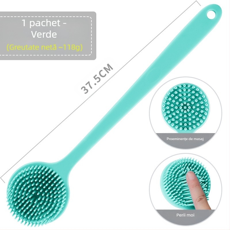 Perie de baie cu mâner lung din silicon transfrontalier, curățare și masaj, perie de baie leneșă, artefact pentru spate, perie de baie cu două fețe, en-gros