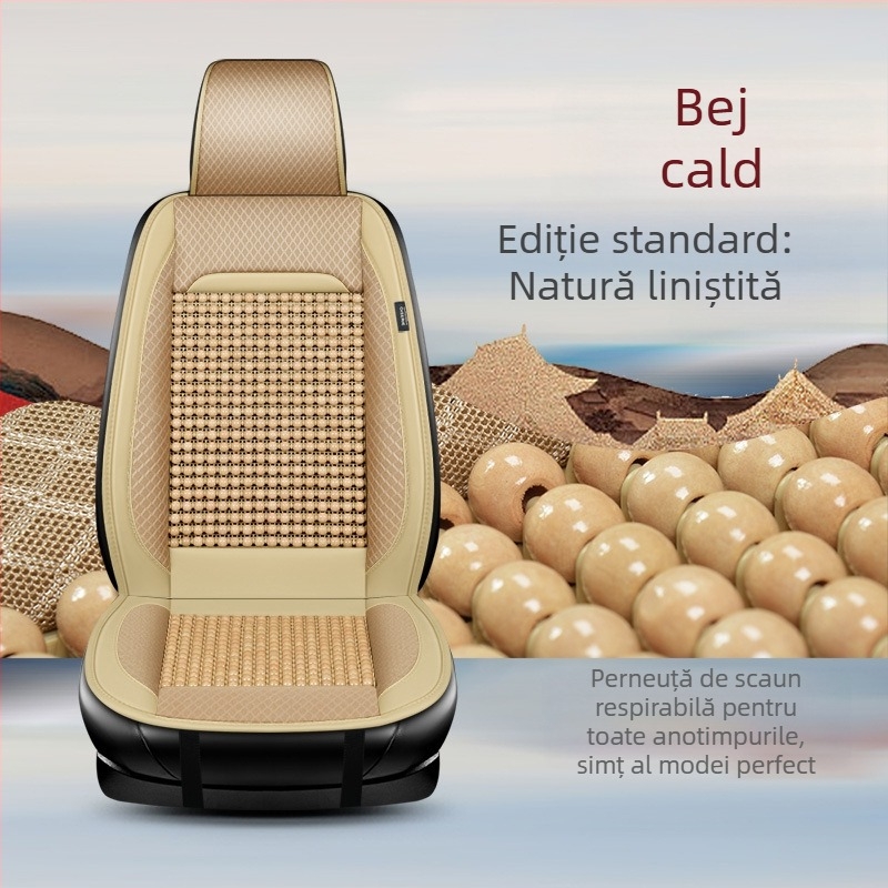 Pernă auto din mărgele de lemn, jumătate de pachet, vară, bucată unică, Four Seasons, pernă universală ventilată, respirabilă, de vară, răcoroasă, cu mărgele, pernă de scaun