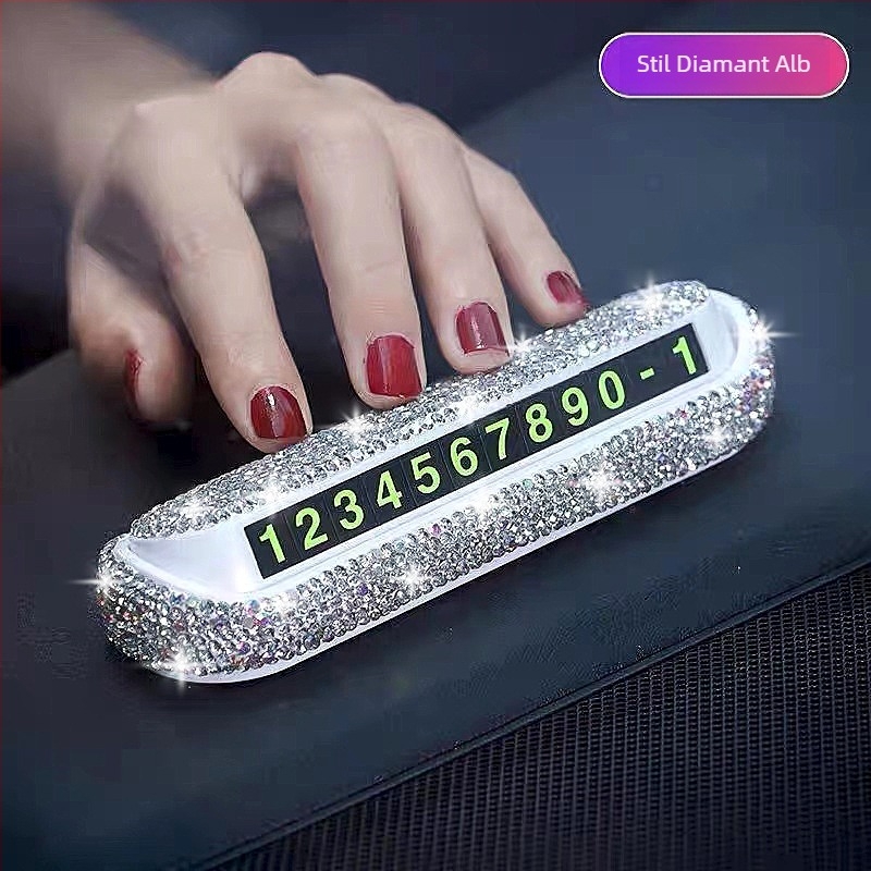 Zeiță strălucitoare diamant auto parcare temporară placă 2025 model nou număr de telefon placă montată pe mașină internet celebritate în mișcare număr mașină ornament