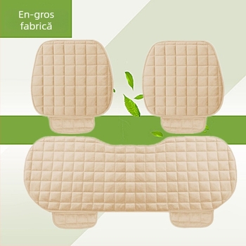 Pernă auto de iarnă, fără spătar, pătrată, brodată, din pluș, fără legături, călduroasă, din trei piese, pernă pentru scaunul individual din față și din spate