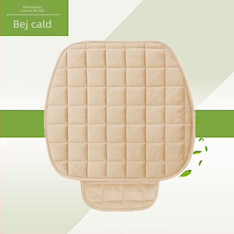 Pernă auto de iarnă, fără spătar, pătrată, brodată, din pluș, fără legături, călduroasă, din trei piese, pernă pentru scaunul individual din față și din spate