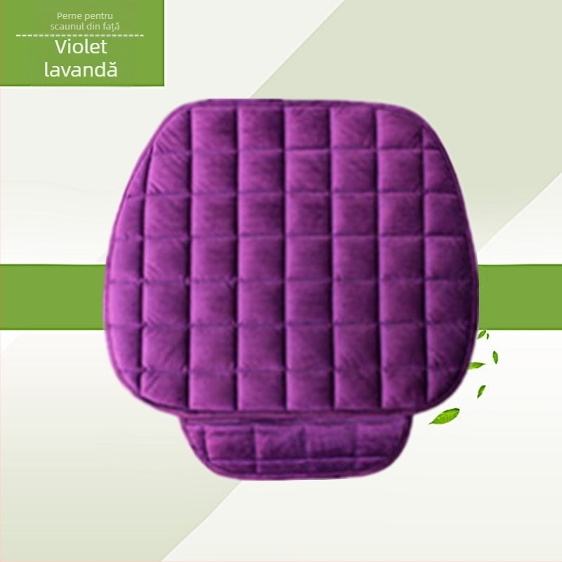 Pernă auto de iarnă, fără spătar, pătrată, brodată, din pluș, fără legături, călduroasă, din trei piese, pernă pentru scaunul individual din față și din spate