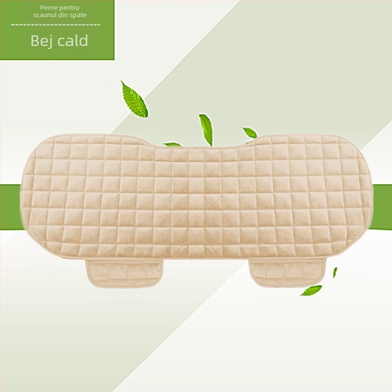 Pernă auto de iarnă, fără spătar, pătrată, brodată, din pluș, fără legături, călduroasă, din trei piese, pernă pentru scaunul individual din față și din spate