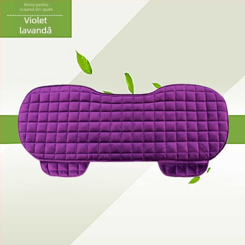 Pernă auto de iarnă, fără spătar, pătrată, brodată, din pluș, fără legături, călduroasă, din trei piese, pernă pentru scaunul individual din față și din spate