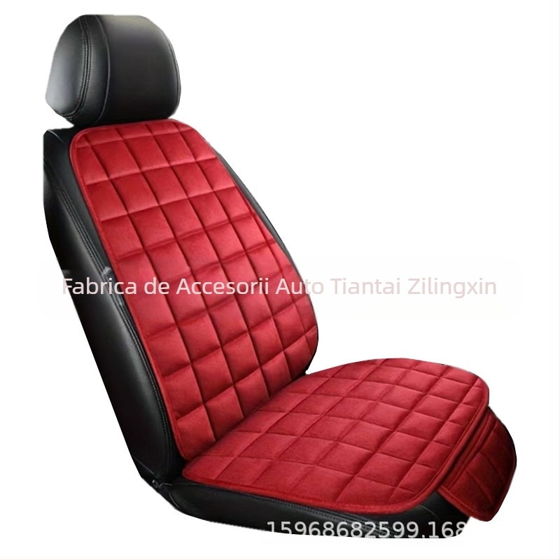 Pernă auto de iarnă, fără spătar, pătrată, brodată, din pluș, fără legături, călduroasă, din trei piese, pernă pentru scaunul individual din față și din spate