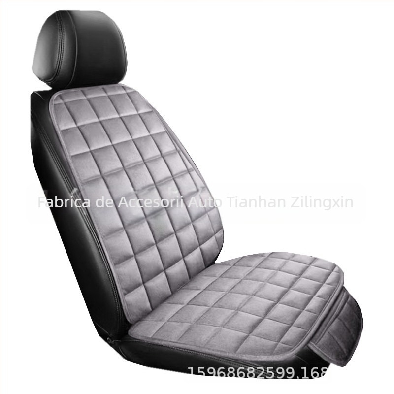 Pernă auto de iarnă, fără spătar, pătrată, brodată, din pluș, fără legături, călduroasă, din trei piese, pernă pentru scaunul individual din față și din spate