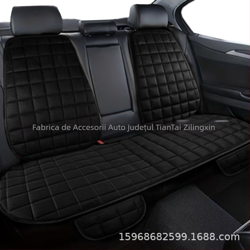 Pernă auto de iarnă, fără spătar, pătrată, brodată, din pluș, fără legături, călduroasă, din trei piese, pernă pentru scaunul individual din față și din spate