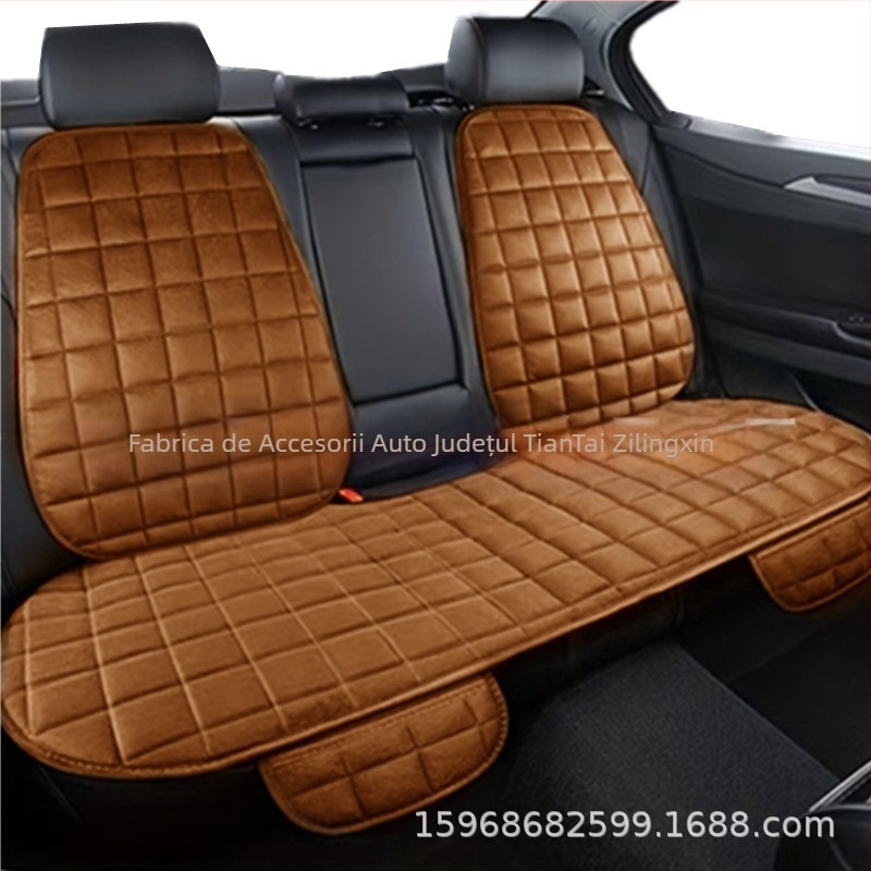 Pernă auto de iarnă, fără spătar, pătrată, brodată, din pluș, fără legături, călduroasă, din trei piese, pernă pentru scaunul individual din față și din spate