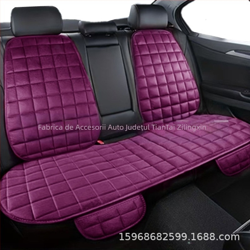 Pernă auto de iarnă, fără spătar, pătrată, brodată, din pluș, fără legături, călduroasă, din trei piese, pernă pentru scaunul individual din față și din spate