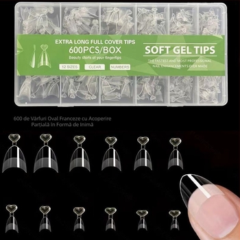600 de bucăți de unghii false pliate, fără urme, fără sculptură, autocolant complet, jumătate mată, scurt, pătrat, balet, patch-uri pentru unghii false
