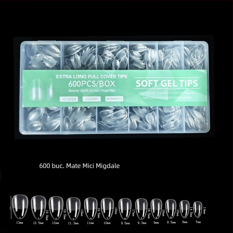 600 de bucăți de unghii false pliate, fără urme, fără sculptură, autocolant complet, jumătate mată, scurt, pătrat, balet, patch-uri pentru unghii false