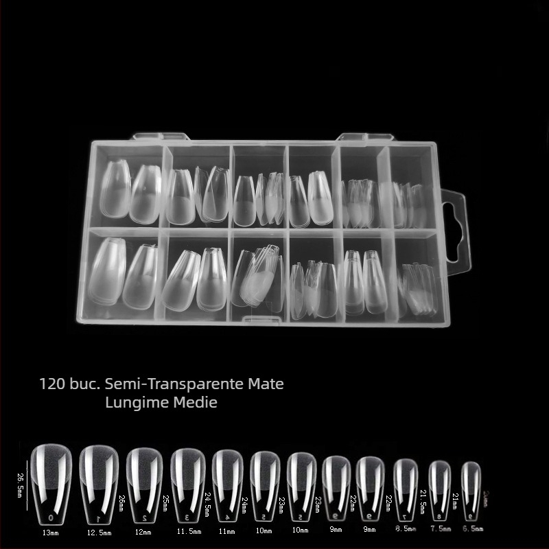 600 de bucăți de unghii false pliate, fără urme, fără sculptură, autocolant complet, jumătate mată, scurt, pătrat, balet, patch-uri pentru unghii false