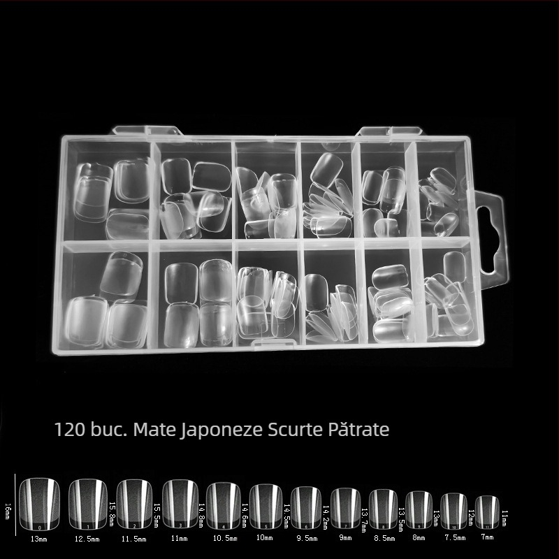 600 de bucăți de unghii false pliate, fără urme, fără sculptură, autocolant complet, jumătate mată, scurt, pătrat, balet, patch-uri pentru unghii false