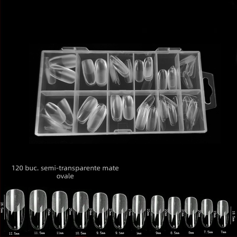 600 de bucăți de unghii false pliate, fără urme, fără sculptură, autocolant complet, jumătate mată, scurt, pătrat, balet, patch-uri pentru unghii false