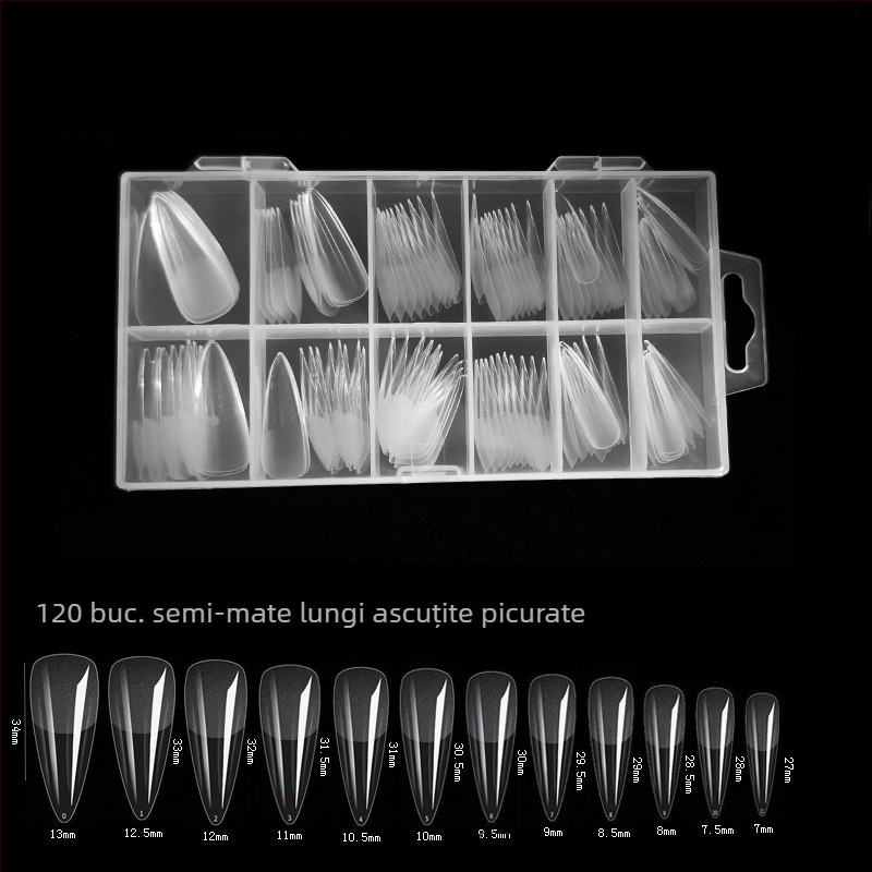 600 de bucăți de unghii false pliate, fără urme, fără sculptură, autocolant complet, jumătate mată, scurt, pătrat, balet, patch-uri pentru unghii false
