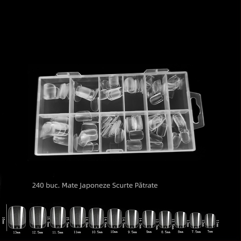 600 de bucăți de unghii false pliate, fără urme, fără sculptură, autocolant complet, jumătate mată, scurt, pătrat, balet, patch-uri pentru unghii false