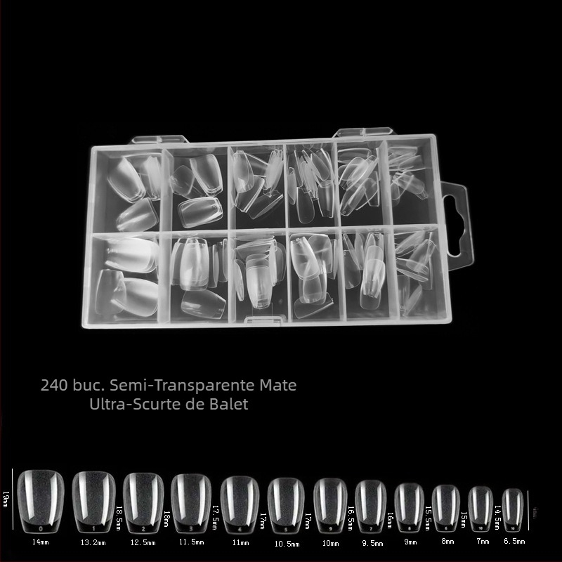 600 de bucăți de unghii false pliate, fără urme, fără sculptură, autocolant complet, jumătate mată, scurt, pătrat, balet, patch-uri pentru unghii false