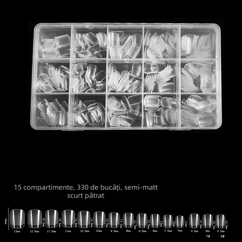 600 de bucăți de unghii false pliate, fără urme, fără sculptură, autocolant complet, jumătate mată, scurt, pătrat, balet, patch-uri pentru unghii false