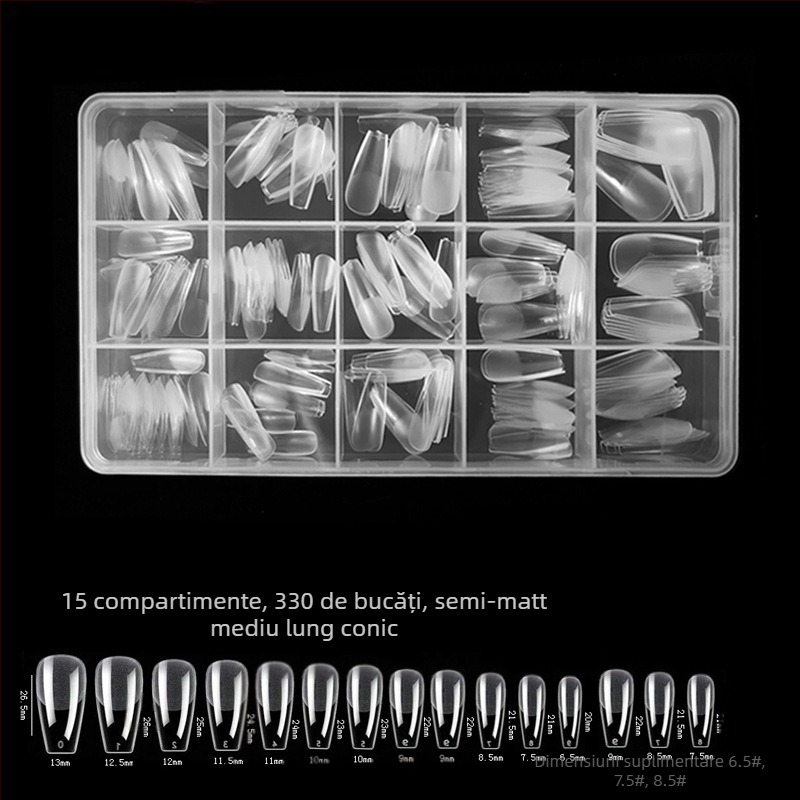 600 de bucăți de unghii false pliate, fără urme, fără sculptură, autocolant complet, jumătate mată, scurt, pătrat, balet, patch-uri pentru unghii false